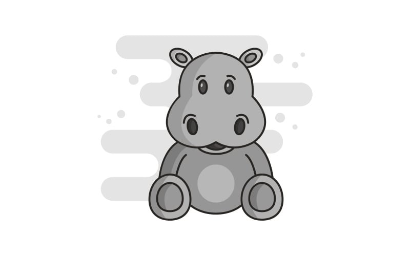 Hipopótamo ilustrado en vector sobre fondo blanco