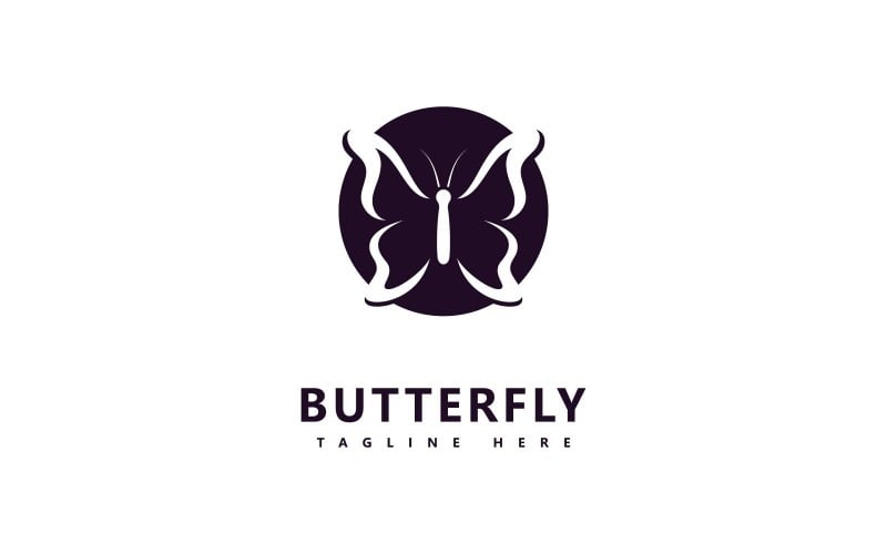 Метелик векторний логотип шаблон. Вивіска салону краси V10