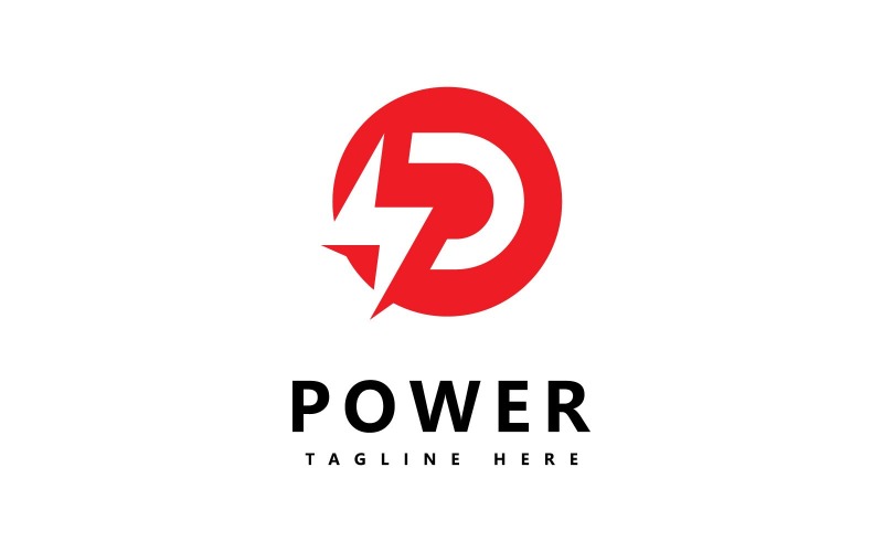 Modelo de logotipo de vetor de energia P. Letra P com sinal de energia V9