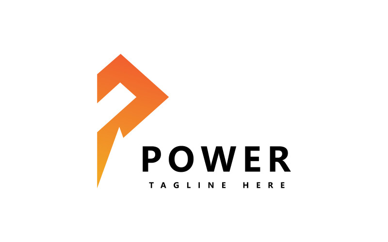 P Güç Vektör Logo Şablonu. Güç İşaretli P Harfi V3