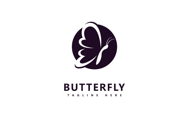 Plantilla de logotipo vectorial de mariposa. Signo de salón de belleza V9