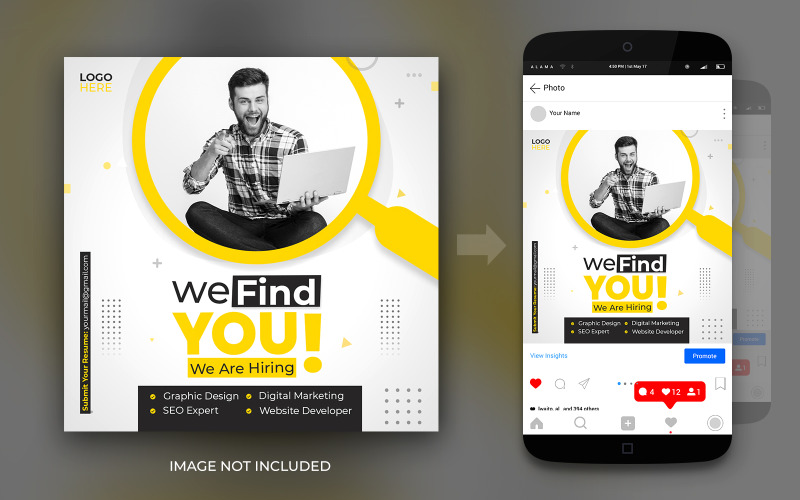 Wir stellen eine Stelle ein Social Media Instagram oder Facebook Promotion Post Design Template