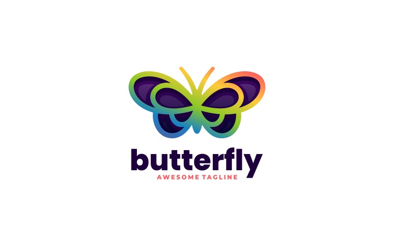 Disegno del logo colorato di arte della linea della farfalla