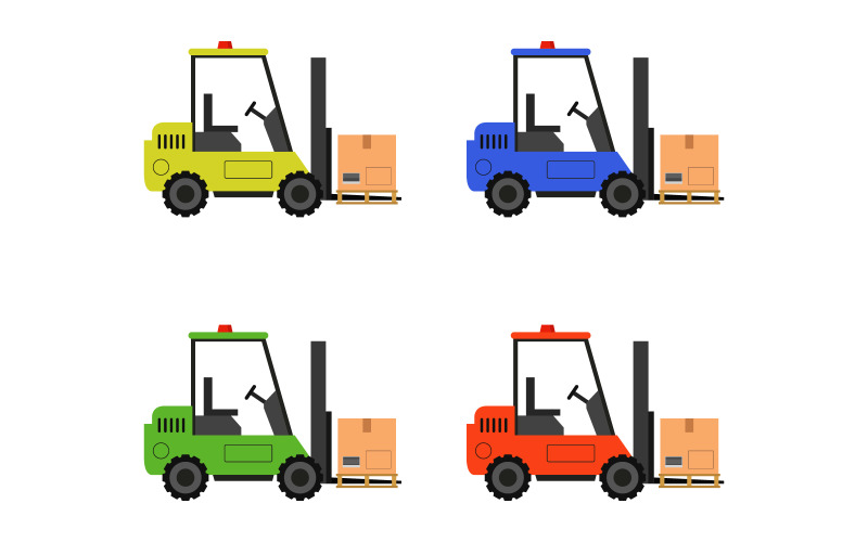 Forklift, beyaz bir arka planda vektörde resimli ve renkli