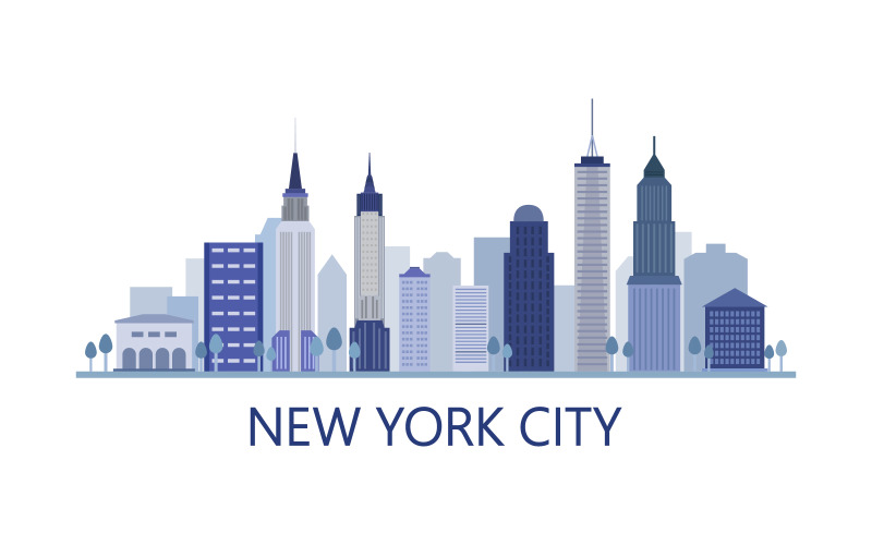 Horizonte de Nova York ilustrado em vetor em um fundo branco