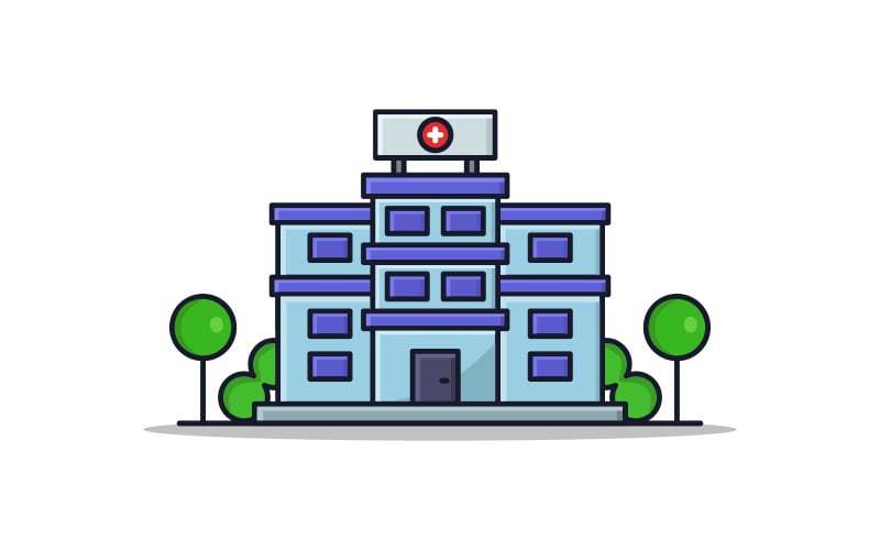 Hospital illustrated in vector on white