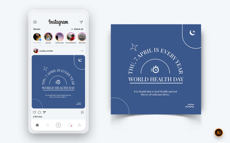 Światowy Dzień Zdrowia Social Media Instagram Post Design Template-05