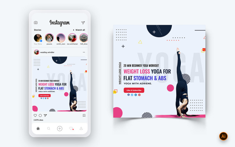 Йога и медитация в социальных сетях Instagram Post Design Template-11