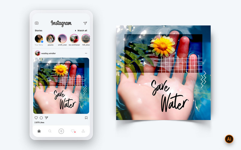 Modèle de conception de publication Instagram sur les médias sociaux de la Journée mondiale de l'eau-19