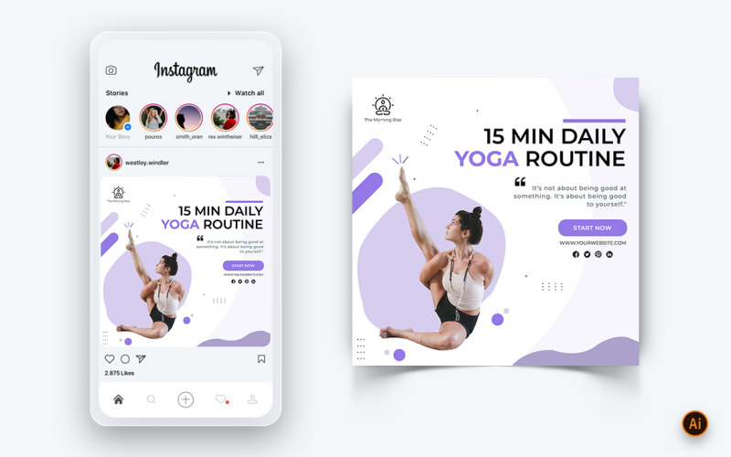 Modelo de Design de Post de Instagram de Mídia Social de Yoga e Meditação-18