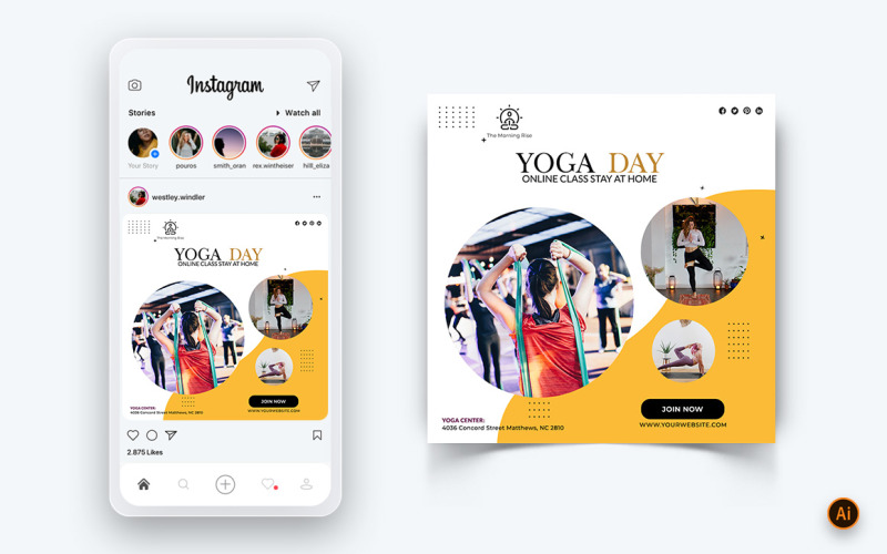 Modelo de Design de Post de Instagram de Mídia Social de Yoga e Meditação - 45