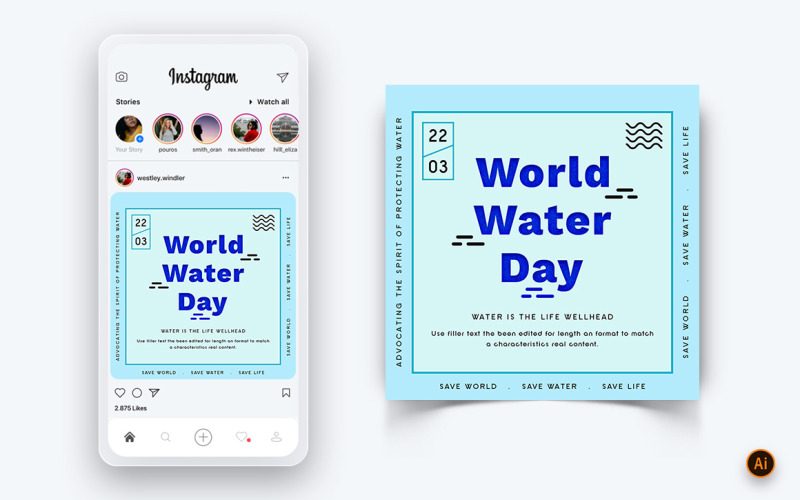 Weltwassertag Social Media Instagram Post Design Template-05