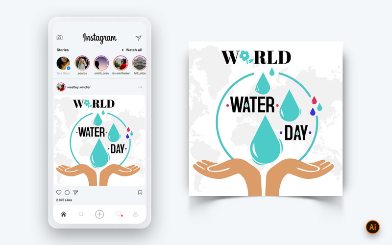 Wereld Water Dag Social Media Instagram Post Ontwerpsjabloon-08