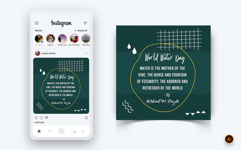 World Water Day Social Media Instagram Post Design Template-21