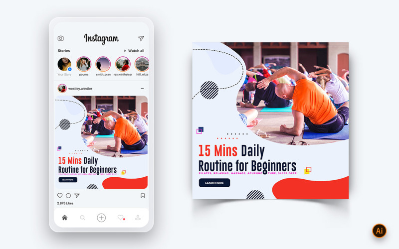 Yoga and Meditation Social Media Instagram Post Design Template-07