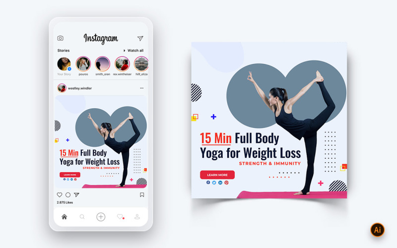 Yoga and Meditation Social Media Instagram Post Design Template-09