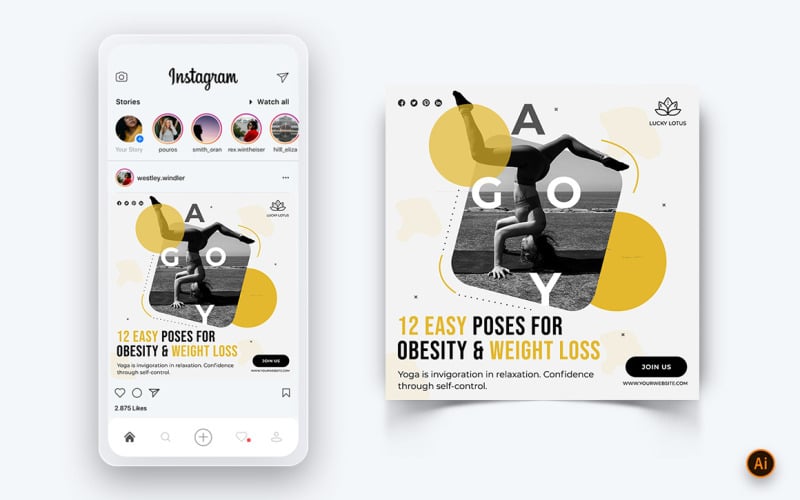Yoga and Meditation Social Media Instagram Post Design Template-32