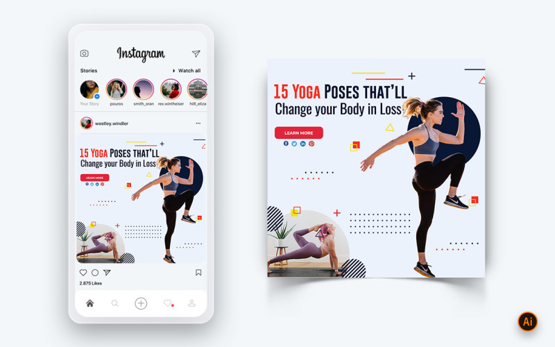 Yoga och meditation Sociala medier Instagram Post Design Mall-13