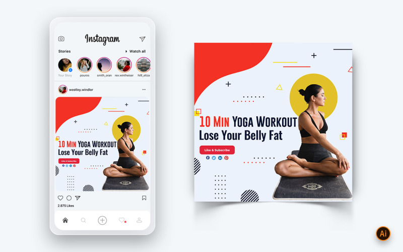 Yoga und Meditation Social Media Instagram Post Design Template-12