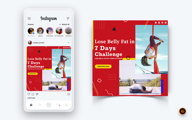 Yoga ve Meditasyon Sosyal Medya Instagram Post Tasarım Şablonu-05