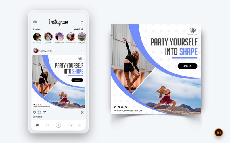 Zumba Dance Studio Social Media Instagram Post Design Template-05