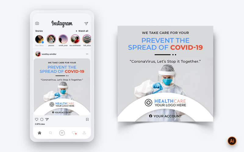 Corona Virus Awareness Social Media Instagram Post Design Mall-02