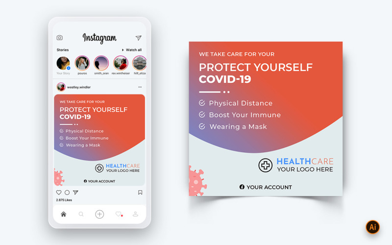 Corona Virus Awareness Social Media Instagram Post Design Mall-03