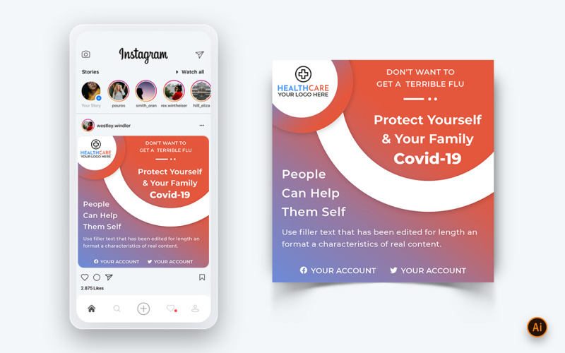 Corona Virus Awareness Social Media Instagram Post Design Mall-04