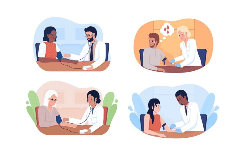 Testes médicos para conjunto de ilustrações de pacientes