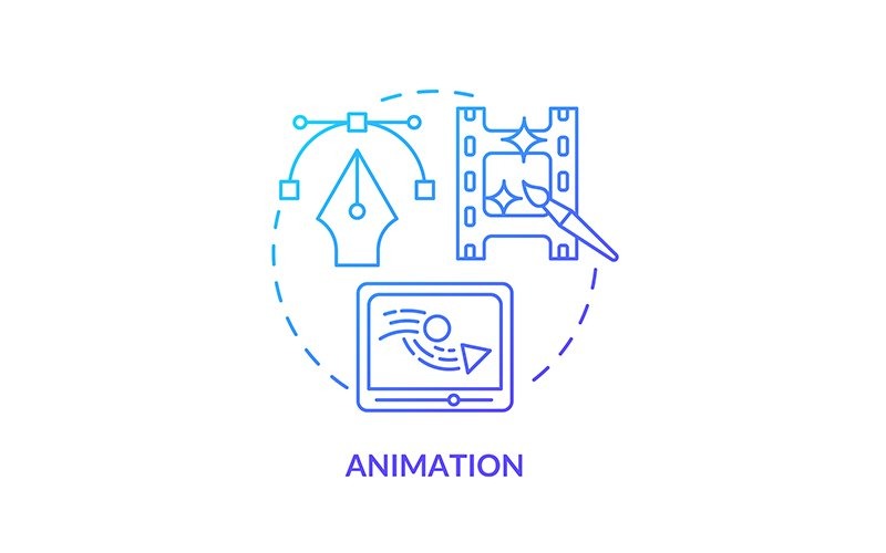 Animation Blue Gradient Concept Icon - TemplateMonster