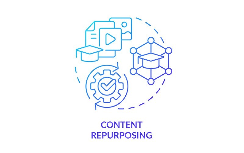 Content Repurposing Blue Gradient Concept Icon
