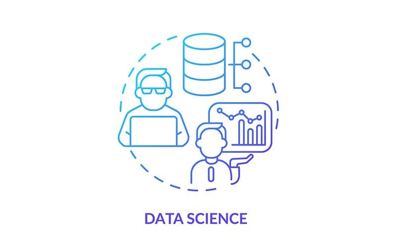 Data Science Blue Gradient Concept Icon - TemplateMonster