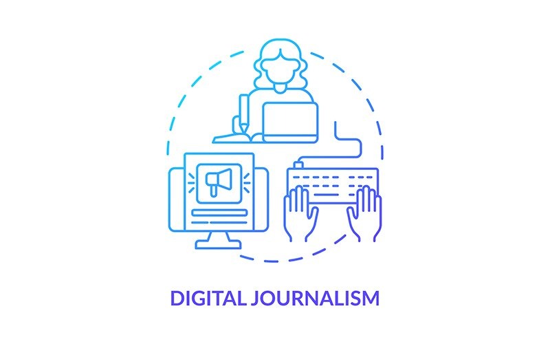 Digital journalistik blå gradient koncept ikon