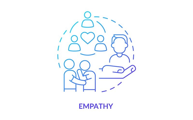 Icona del concetto di sfumatura blu empatia