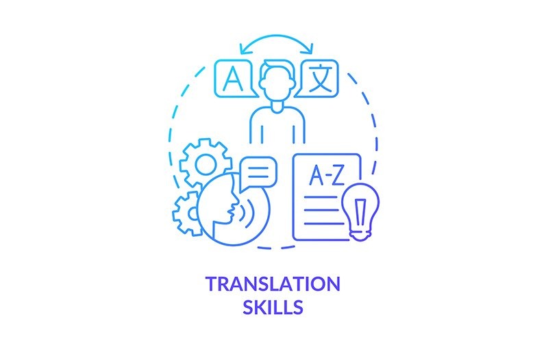 Icône de concept de dégradé bleu de compétences de traduction