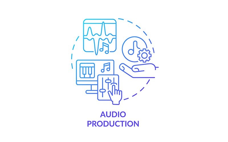 Ljudproduktion blå gradient konceptikon