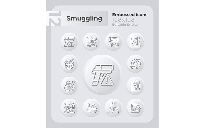 Mal kaçakçılığı Kabartmalı Icons Set