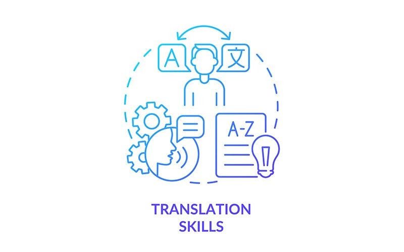 Навыки перевода Blue Gradient Concept Icon