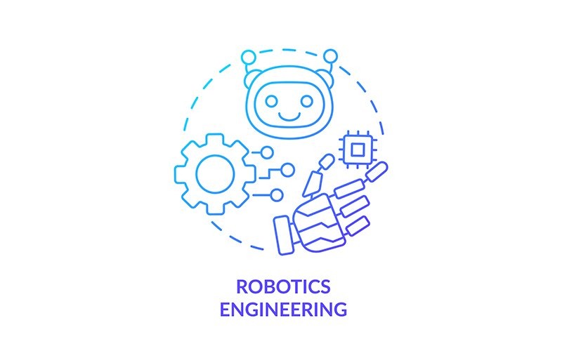 Robotik, Engineering, Blau, Steigung, Begriff, Icon
