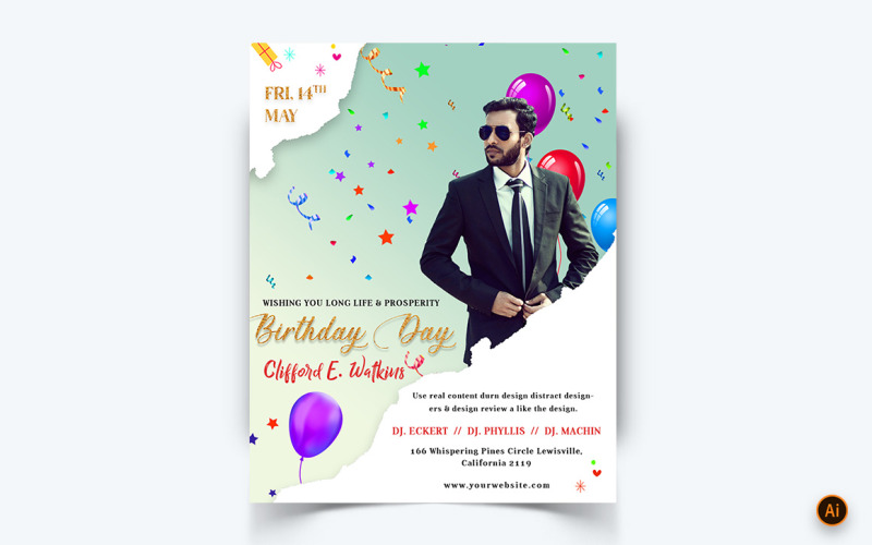 Születésnapi parti ünnepség Social Media Feed Design Template-04
