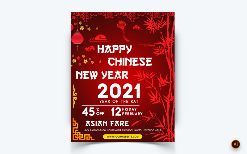 Chinees Nieuwjaar viering sociale media Instagram Feed ontwerpsjabloon-03