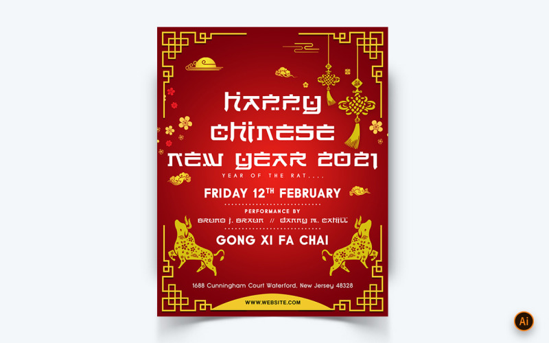 Chinees Nieuwjaar viering sociale media Instagram Feed ontwerpsjabloon-09