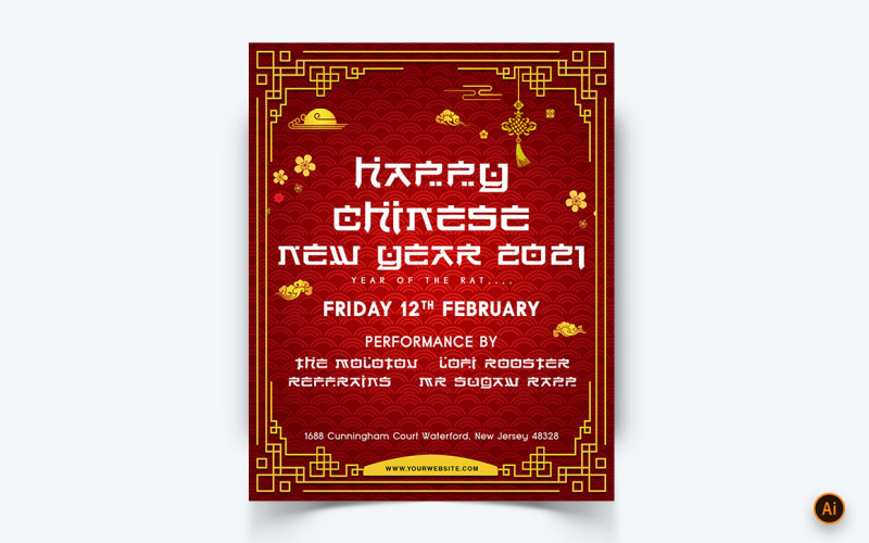 Chinees Nieuwjaar viering sociale media Instagram Feed ontwerpsjabloon-10