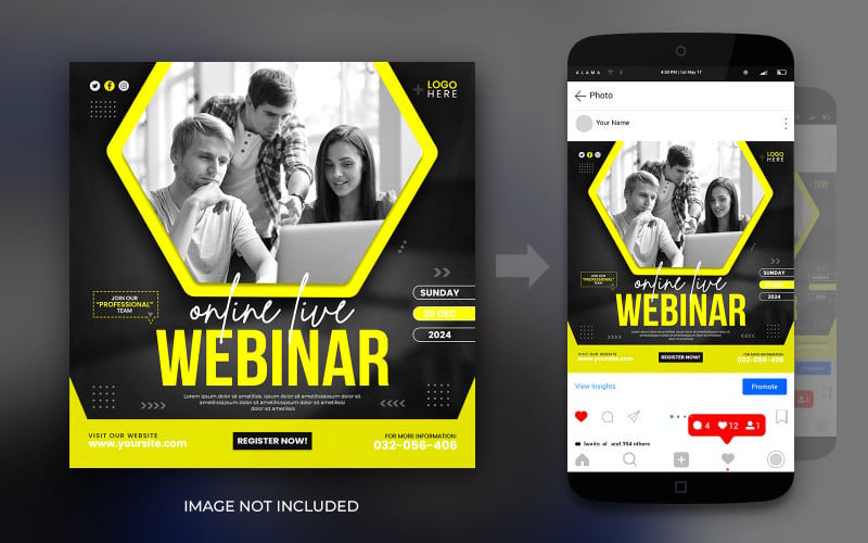 Digital Social Media Marketing Live Webinar And Corporate Instagram Post Design Template