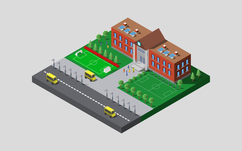 Illustrateur isométrique scolaire en vecteur sur fond