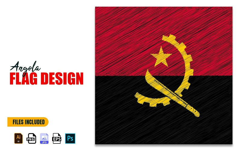 11 Kasım Angola Bağımsızlık Günü Bayrağı Tasarım Çizimi