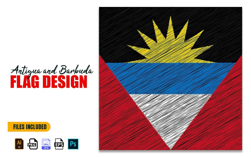 1 Kasım Antigua ve Barbuda Bağımsızlık Günü Bayrak Tasarım İllüstrasyonu