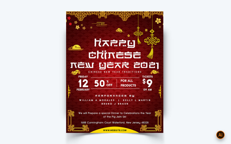Modello di progettazione del feed di Instagram dei social media per la celebrazione del capodanno cinese-07