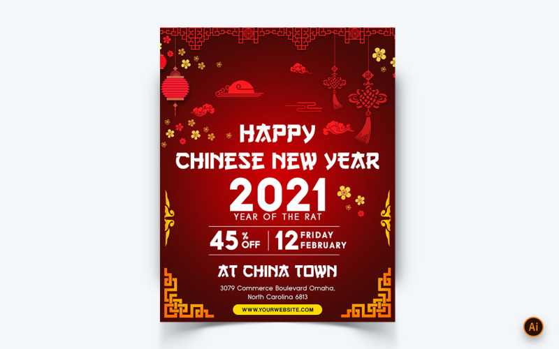 Modello di progettazione del feed di Instagram per i social media per la celebrazione del capodanno cinese-02
