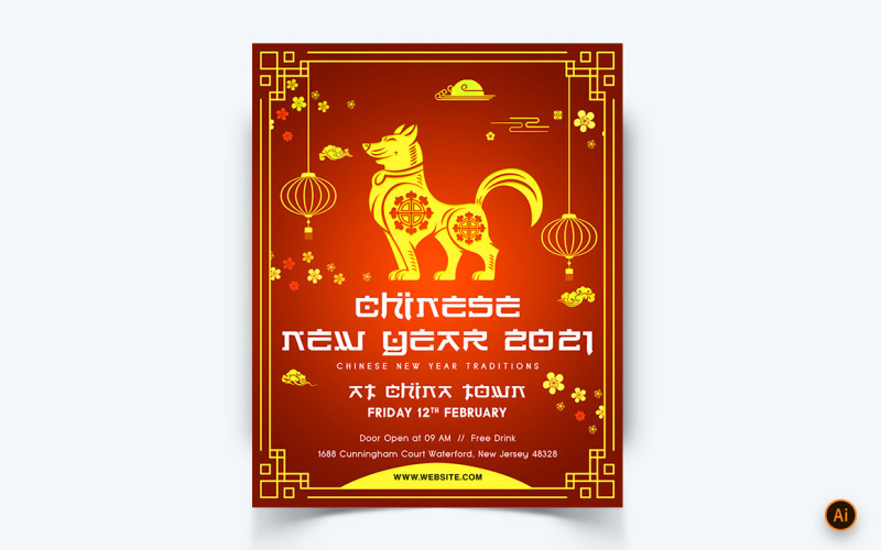 Modello di progettazione feed Instagram per social media per la celebrazione del capodanno cinese-08